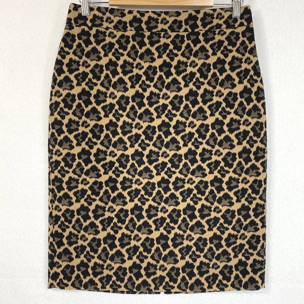 Talbots Petite Skirt Women’s 10P Animal Leopard Print Fitted Pencil Classic Work